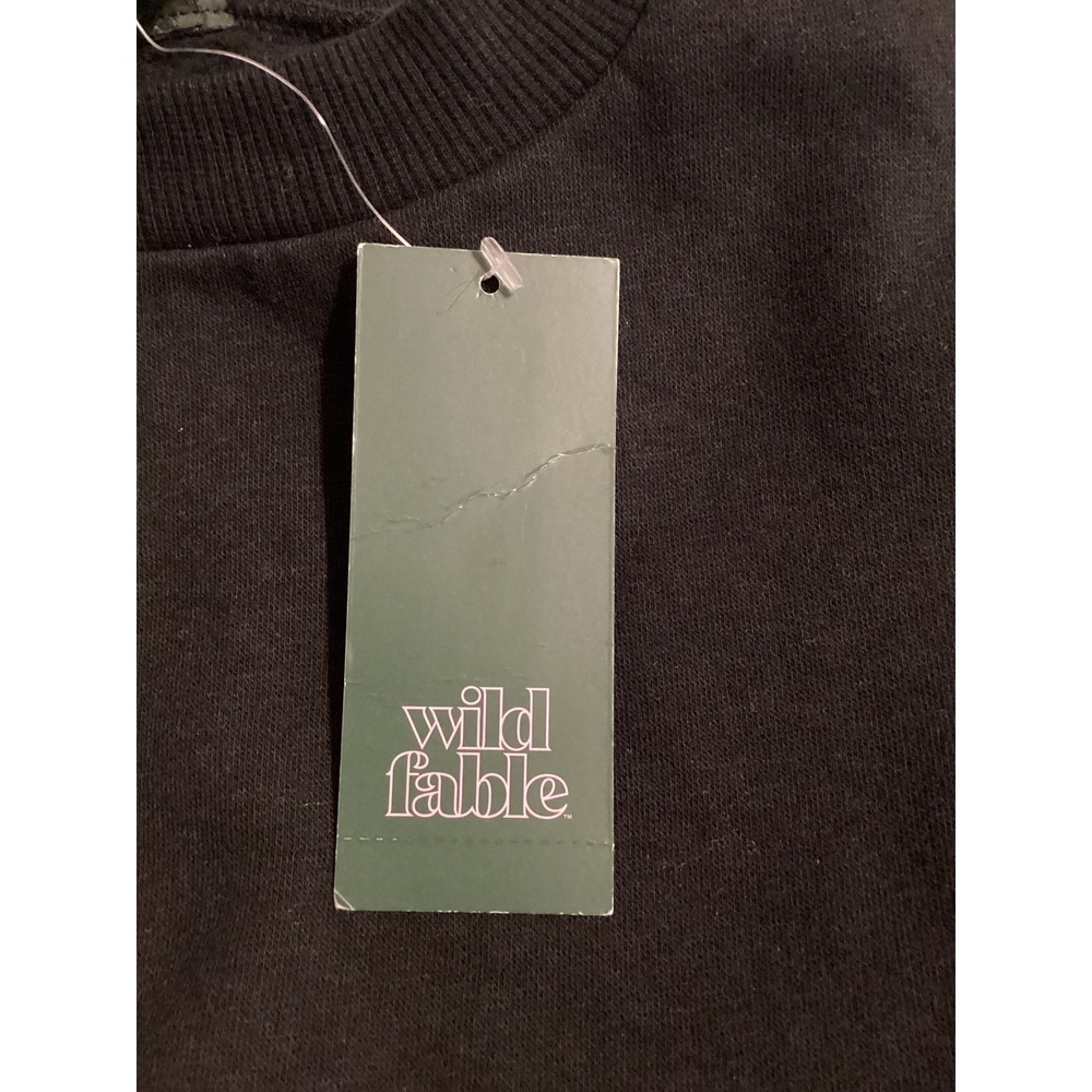 Wild Fable Black Cropped Sweatshirt Fleece Pullover XS 331 11 4242 - Picture 5 of 5